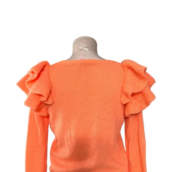 Lilly Pulitzer light orange sweater in XS. Ruffled collar and shoulders. - Picture 5 of 14